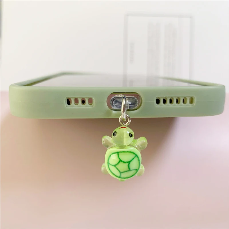 1/5Pcs Type-C 귀여운 고양이 녹색 거북이 전화 먼지 플러그 액세서리 iPhone 8-14 충전 포트 용 장식 교수형 펜던트