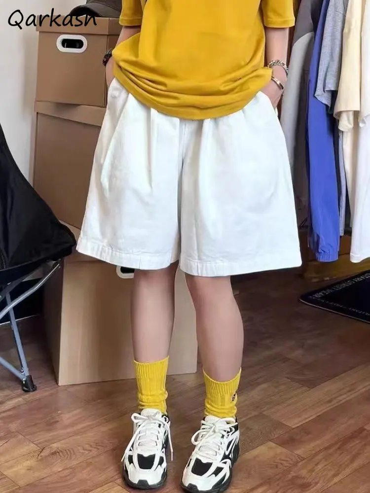 

S-4XL Shorts Women Loose Casual Vintage Summer Elastic Waist Fashion Streetwear Unisex Vacation Daily Basics American Style Cool