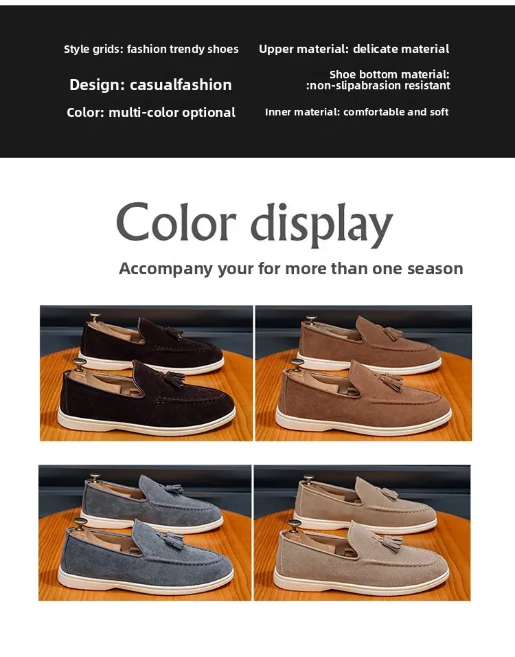Unisex Leichte Flache Quasten-Freizeitschuhe Modische Vielseitige Übergrößen Herrenschuhe Business Casual Slip-On Loafer – Detail 4