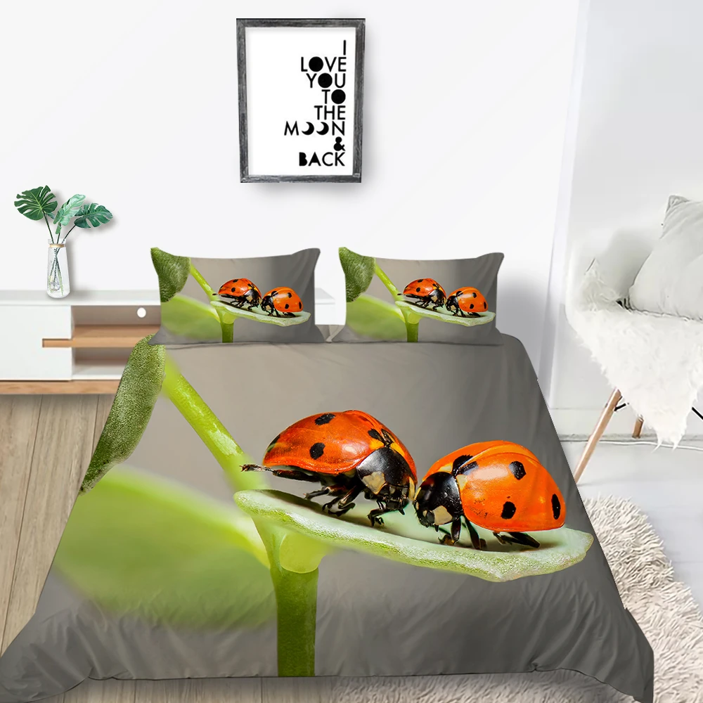 Ladybug Bedding Set Insect Love Creative Comfortable Natural Duvet Cover  King Queen Twin Full Single Double High End Bed Set - Bedding Set -  AliExpress