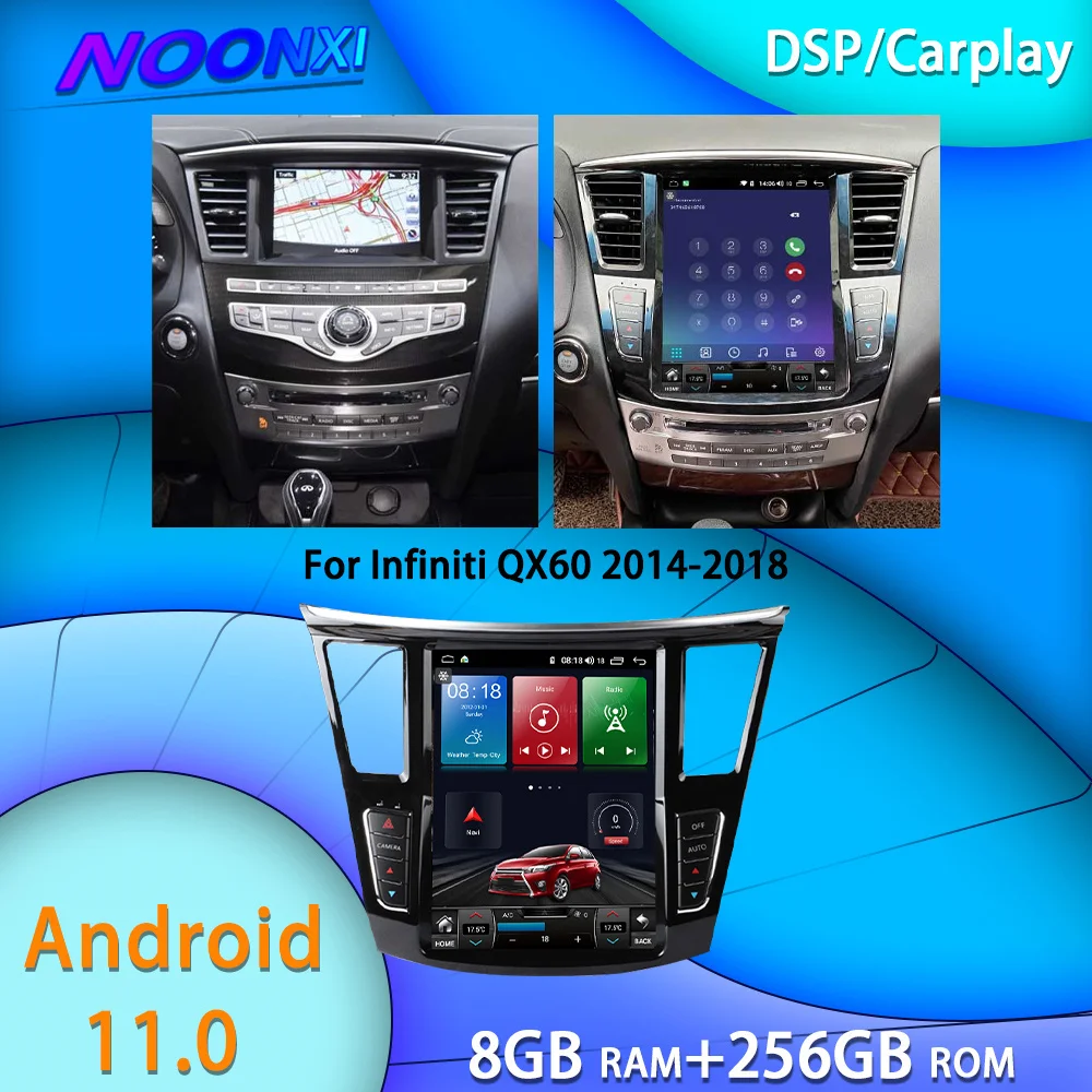 

For Infiniti QX60 JX35 2014-2019 All In One Car Tesla Screen Audio Intelligent System Radio 2 Din Video Players 8G+256GB GPS DVD