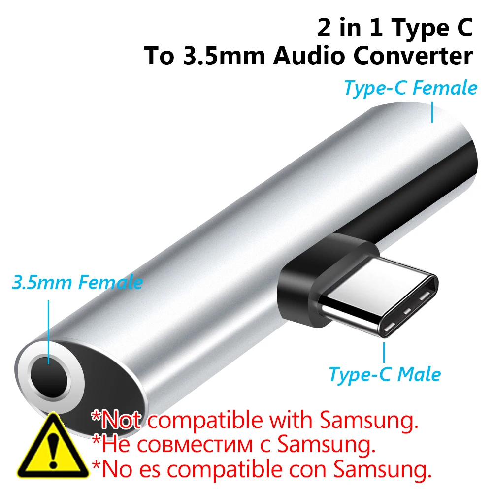 Type C Converter Adapter 2 in 1 USB C Splitter Male to Dual Female Headphone Charger usb to type c adapter,type c adapter