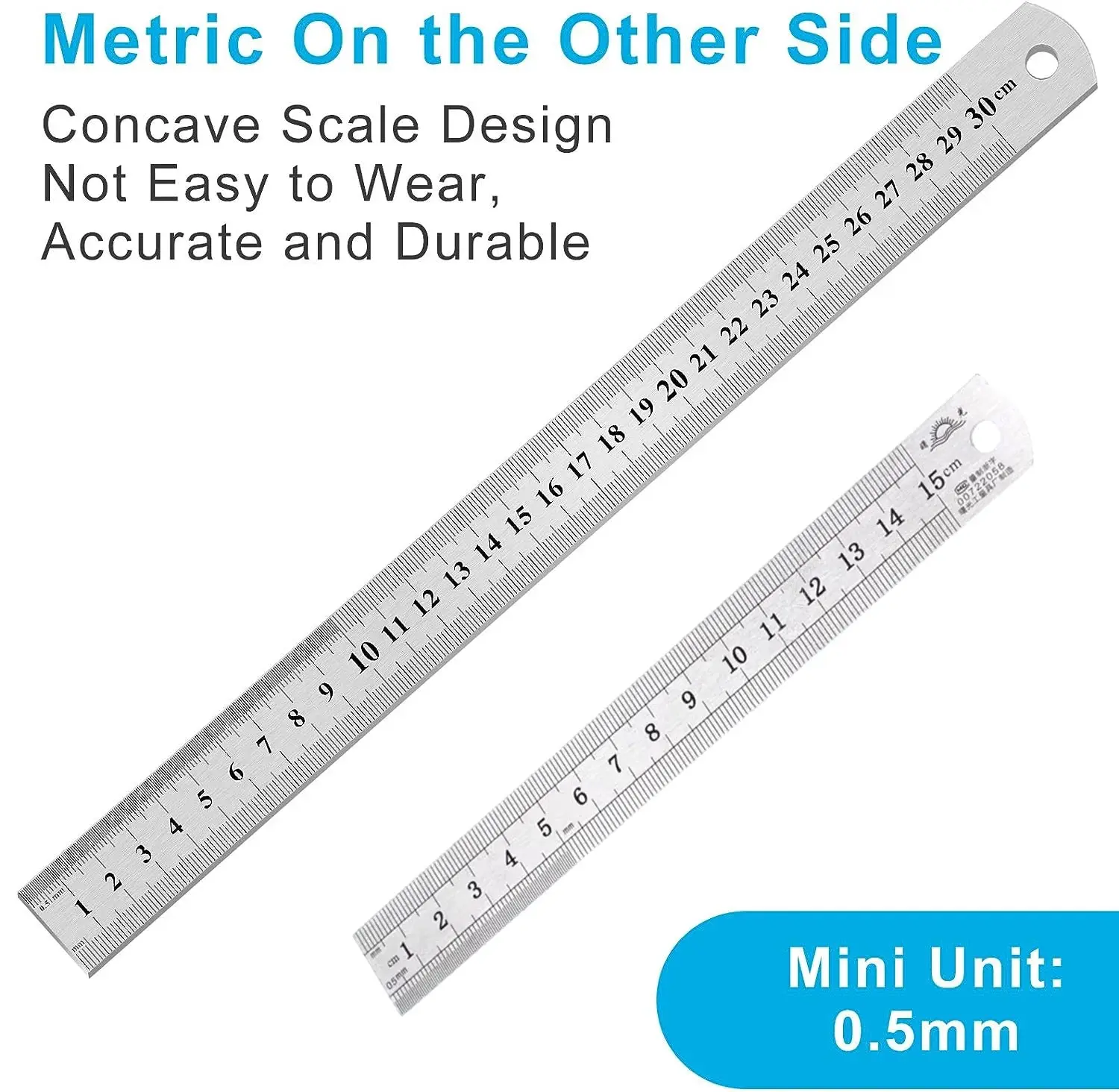 Stainless Steel Double Side Straight Ruler Centimeter Inches Scale Metric Precision Measuring Tool School Office Supplies