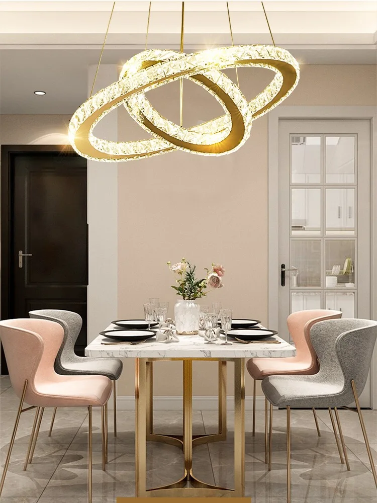 Modern Crystal Rings Ceiling Chandelier Circle Pendant Lamp Living Dining Room Lustre Hanging Light Home Decor Lighting Fixtures ceiling chandelier