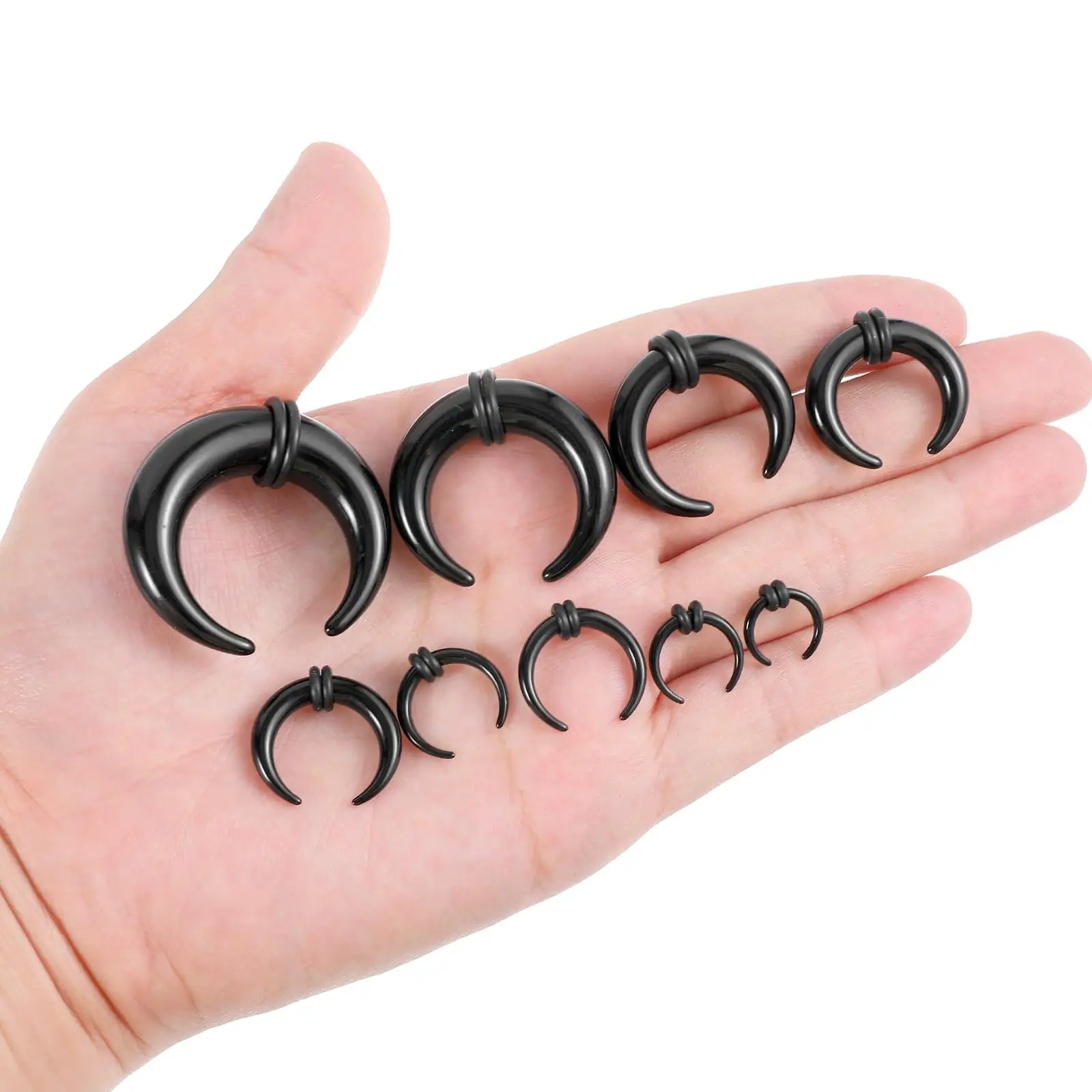 54-teiliges Ohrdehnungs-Set, Acryl-Messgeräte für Ohren, 14–00 g, Septum-Dehnungs-Set, Kegel-Messgeräte, C-förmige Tunnel, Plugs, Ohr-Messgerät-Set – Detail 5