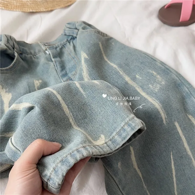 Girls' Jeans Spring and Autumn 2023 New Children's Korean  Tie Dyed Pants Girls' Pants  boy clothes  girls pants