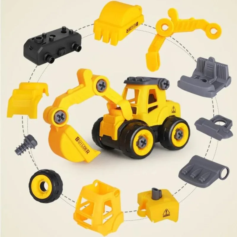 Engineering Vehicle Toys Kids Construction Excavator Tractor Bulldozer Fire Truck Models DIY Screw Game Boys Toys Children Gifts - 2