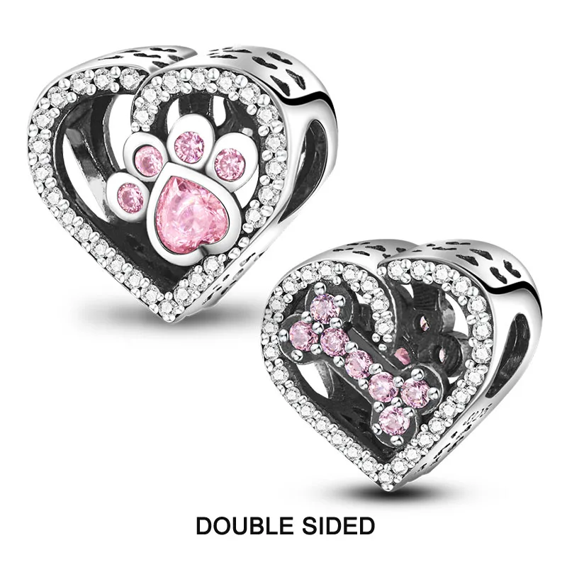 Charm Jewelry PAMELA 925 Sterling Silver Pink Color Flamingo Charms Flower Heart Turtle Bead for Bracelet
