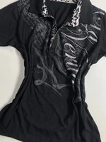 T-shirt Polo Vintage Y2k avec lettres imprimées des années 90, Slim, gothique, Punk, esthétique, Harajuku, vêtements d'été pour femmes, Streetwear, haut court, t-shirts Grunge 2