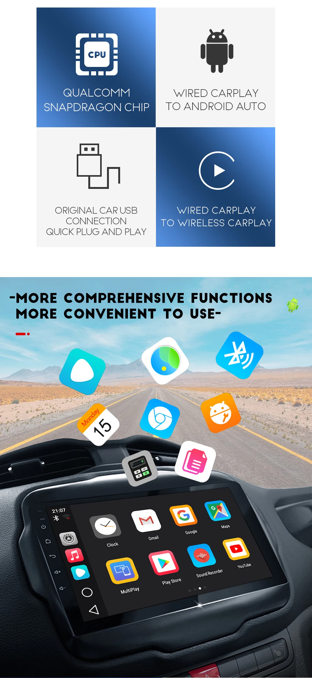 sony car stereo Qualcomm Snapdragon Android 10 Wireless Carplay Android Auto Ai Box Car Intelligent System For Volkswagen Netflix Android Box car stereo cd player
