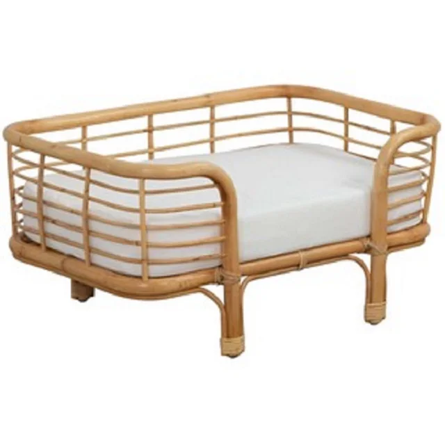 

Elevated Rattan Brown Pet Bed Pet Sofa Bed With Sleeping Cushion