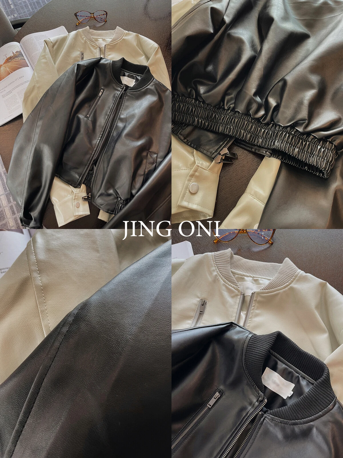 Leather Zipper Jacket Coat Women Clothing 2023 New Korean Autumn Outerwears y2k Elegant Vintage trench Crop Biker Fashion Bomber