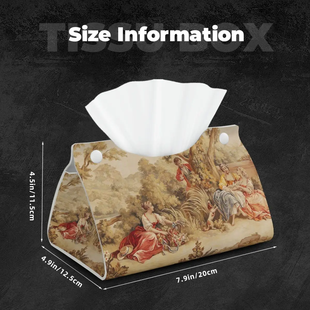 Custom Aubusson Tapestry French Tissue Box Cover Rectangular PU Leather European Floral Flowers Facial Tissues Holder for Car 5