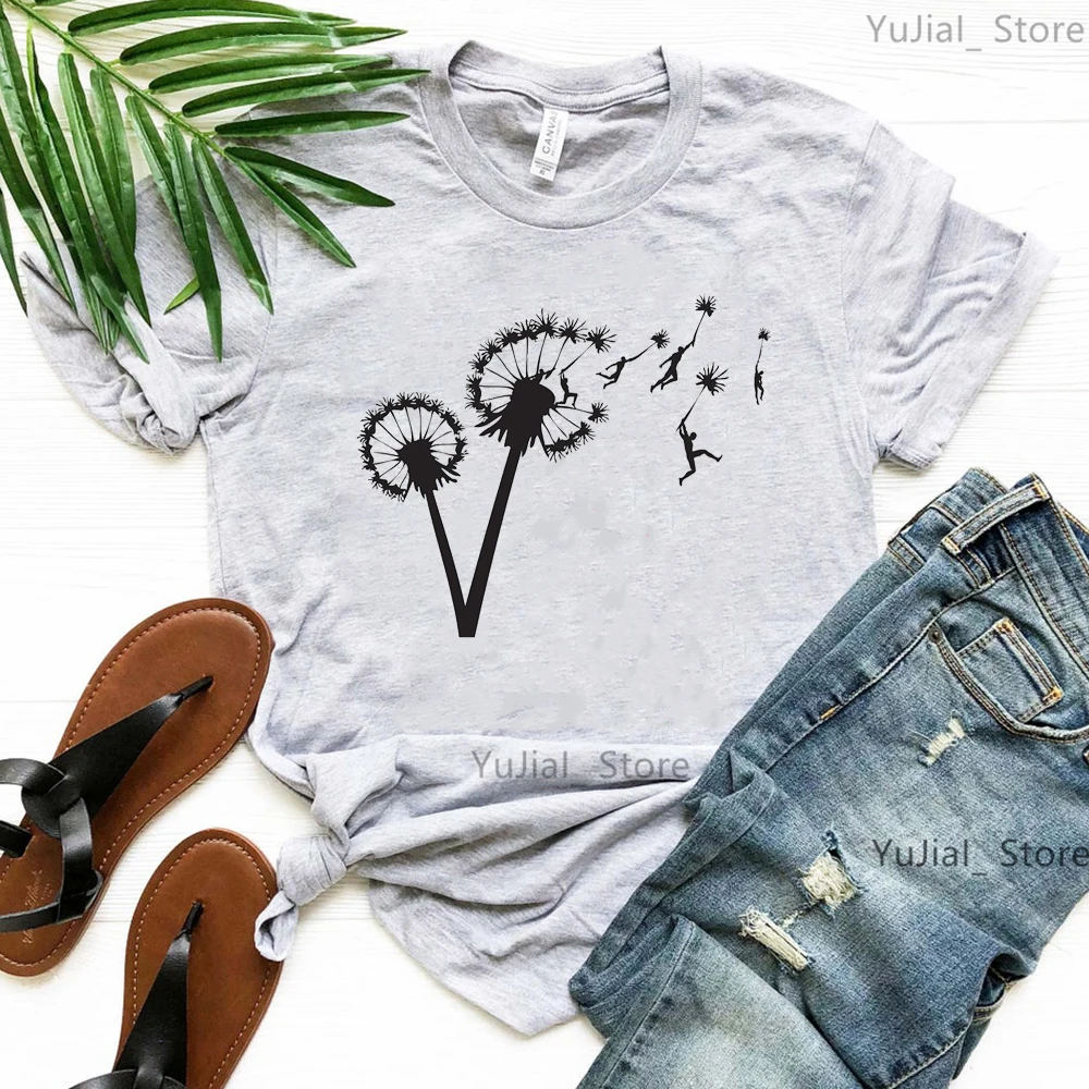 

Fashion Dandelion Print Pink Gray T Shirt Women'S Clothing Summer Short Sleeve Tshirt Femme Casual Harajuku Shirt Streetwear