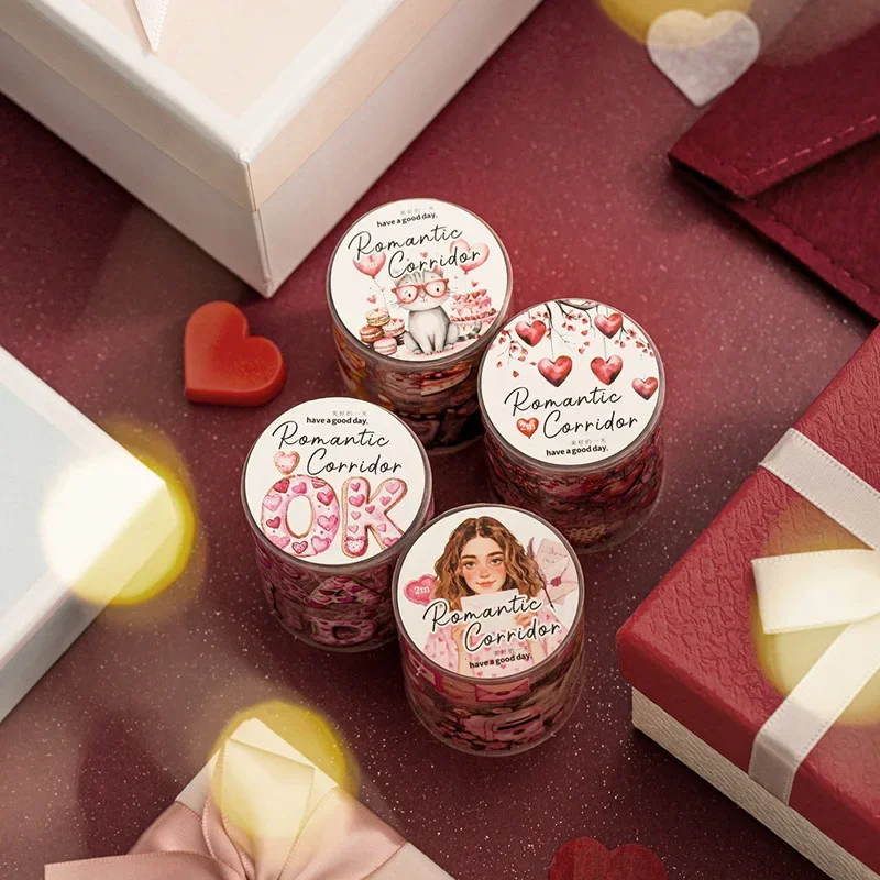 1 롤 PET 테이프 로맨틱 클로이스터 용품 캐릭터 라이프 핸드북 콜라주베이스 패스너 스티커 접착제 스크랩북 50mm * 2m