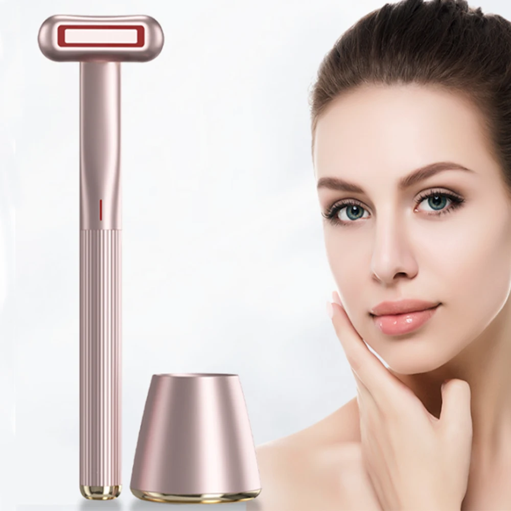 4 in 1 Micro current Hot Compress Face Massage Red LED Light Skincare