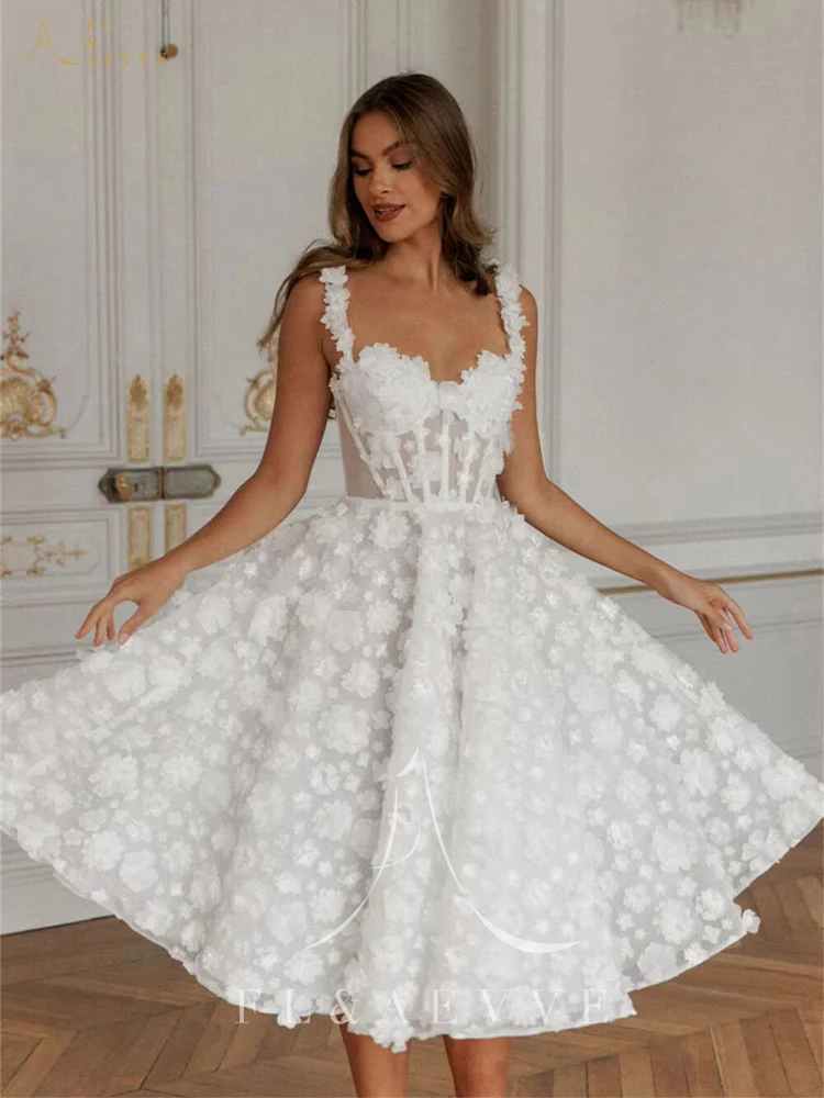 Spaghetti Strap Wedding Dress Sweetheart Mid-calf Prom Party Dresses Valentines Day Bridal Gown Robe wedding dresses evening dresses