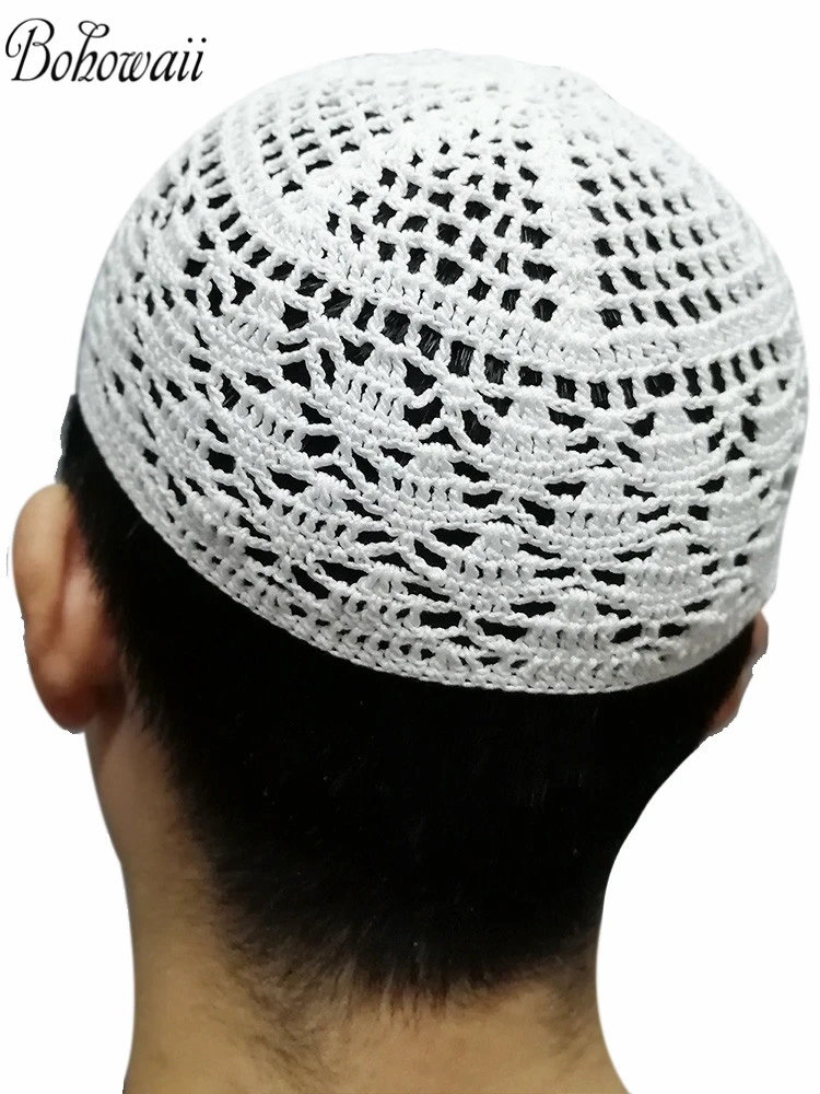 Classic Muslim Men Kippah Jewish Saudi Chapeau Musulman Homme Crochet Kufi  Hat Turkish Prayer Cap Gorro Arabe Hombre Bonnet - Prayer Hats - AliExpress