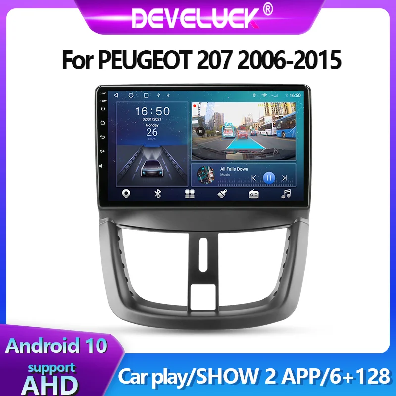 Мультимедийный аудиоплеер на Android 10 с GPS-навигацией для Peugeot 207 207CC 2006-2015