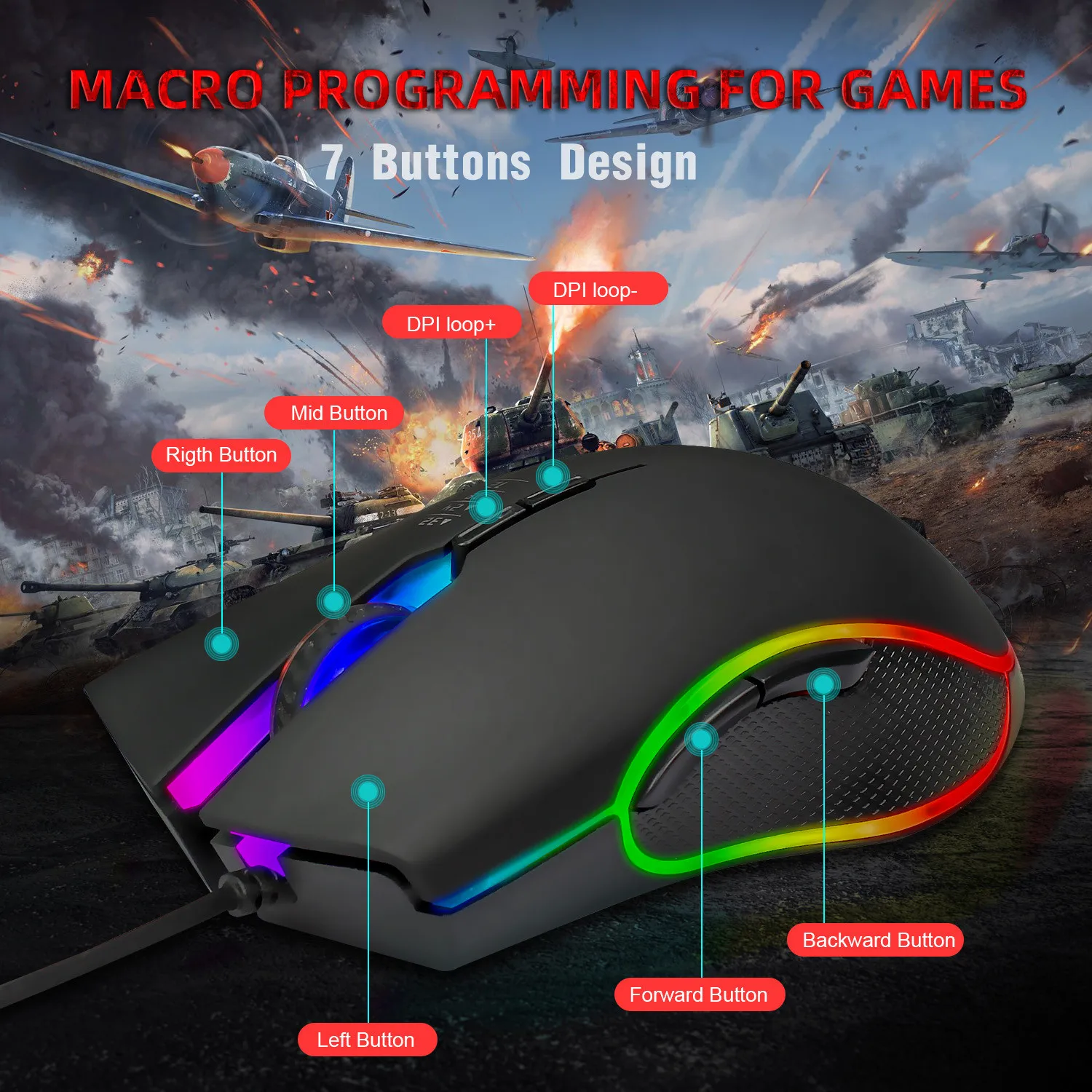 top wireless mouse Ouhaobin Rgb Lighting Define The Game Usb Wired 3200dpi Adjustable Gaming Mouse Mice Мышка Беспроводная Мышка Игровая wired gaming mouse