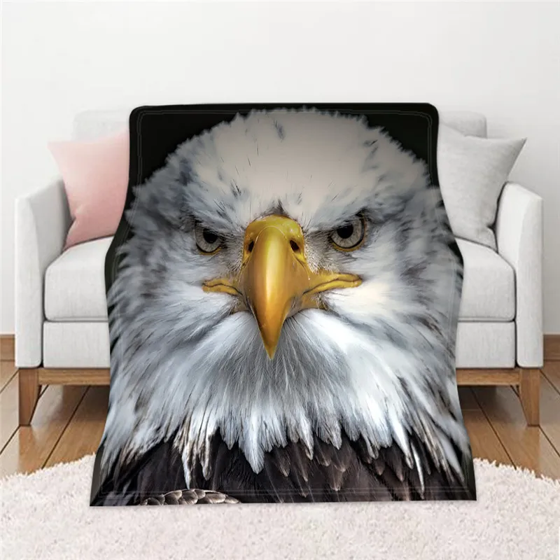 

Plush Throw Blanket Eagle Full Printing Sherpa Blankets for Beds Sofa Teenager Home Decor Bedding Travel Picnic Quilts Nap Cover