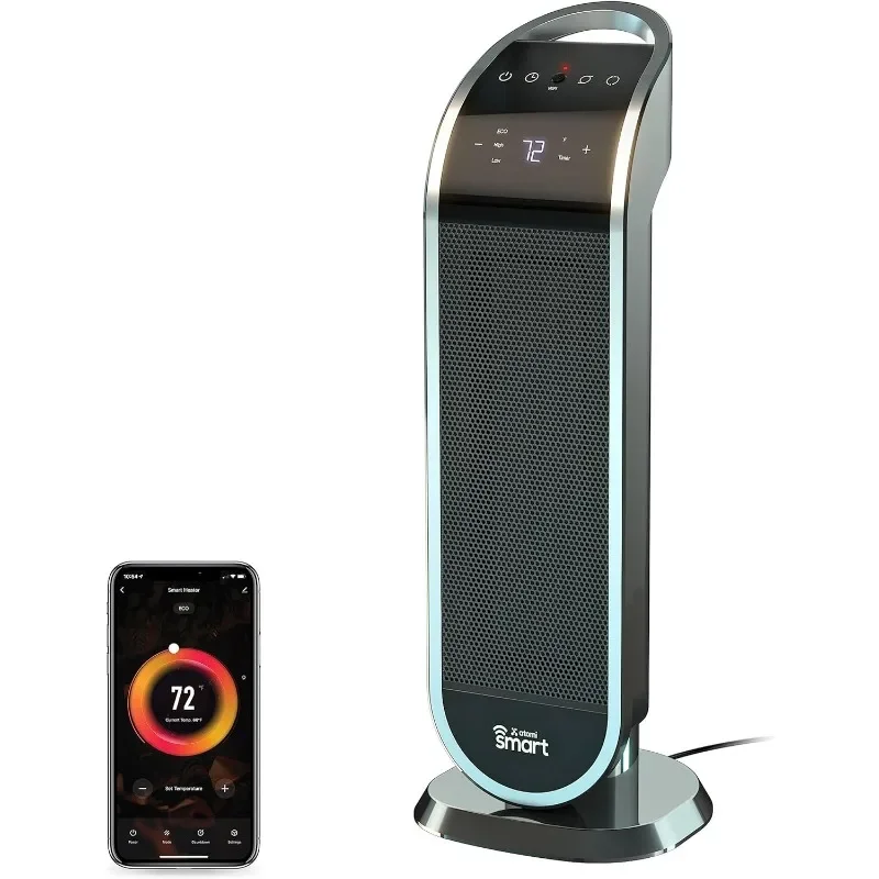 

atomi smart 25" WiFi Portable Tower Space Heater - 2nd Gen, 1500W, Oscillating, 750 Sq. Ft. Coverage, Works with Alexa