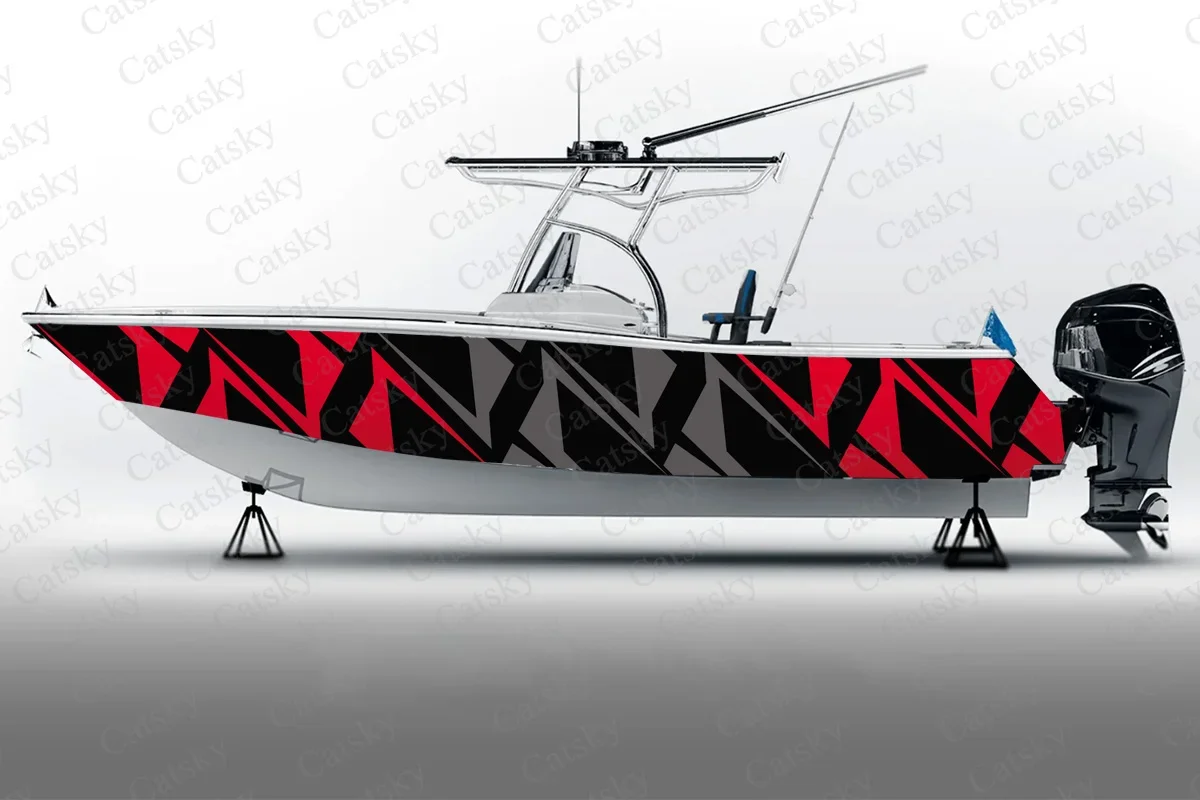 

Irregular colored geometric ink Boat Sticker Packaging Fish Boat Waterproof Custom Marine Ship Sticker boat wrap vinyl