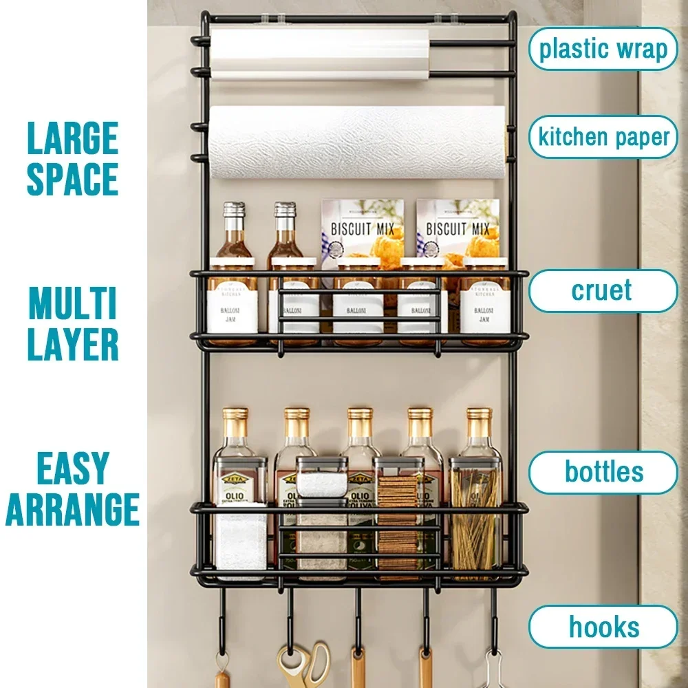 Kitchen Refrigerator Side Shelf Spice Storage Rack Organizer for Refrigerator Kitchen Paper Holder Seasoning Organizer Rack 2