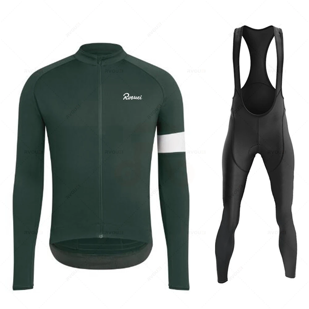 Cycling Jersey Cycling Shirt Cycling Clothing New Rvouei Profession Team Spring Long Sleeve Cycling Jersey Set Men Bicycle Clothes MTB Bike Jersey Bib Pants Kit Ropa Ciclismo