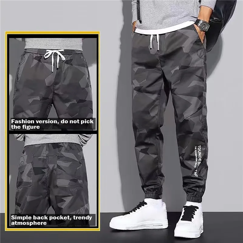 49317-5f8ce8.jpg Men Camo Print Flap Pocket Cargo Pants Sports Casual Nine Points Pants Ice Silk Bundle Foot Men's Pants Trend Loose Long Pants - Image 1