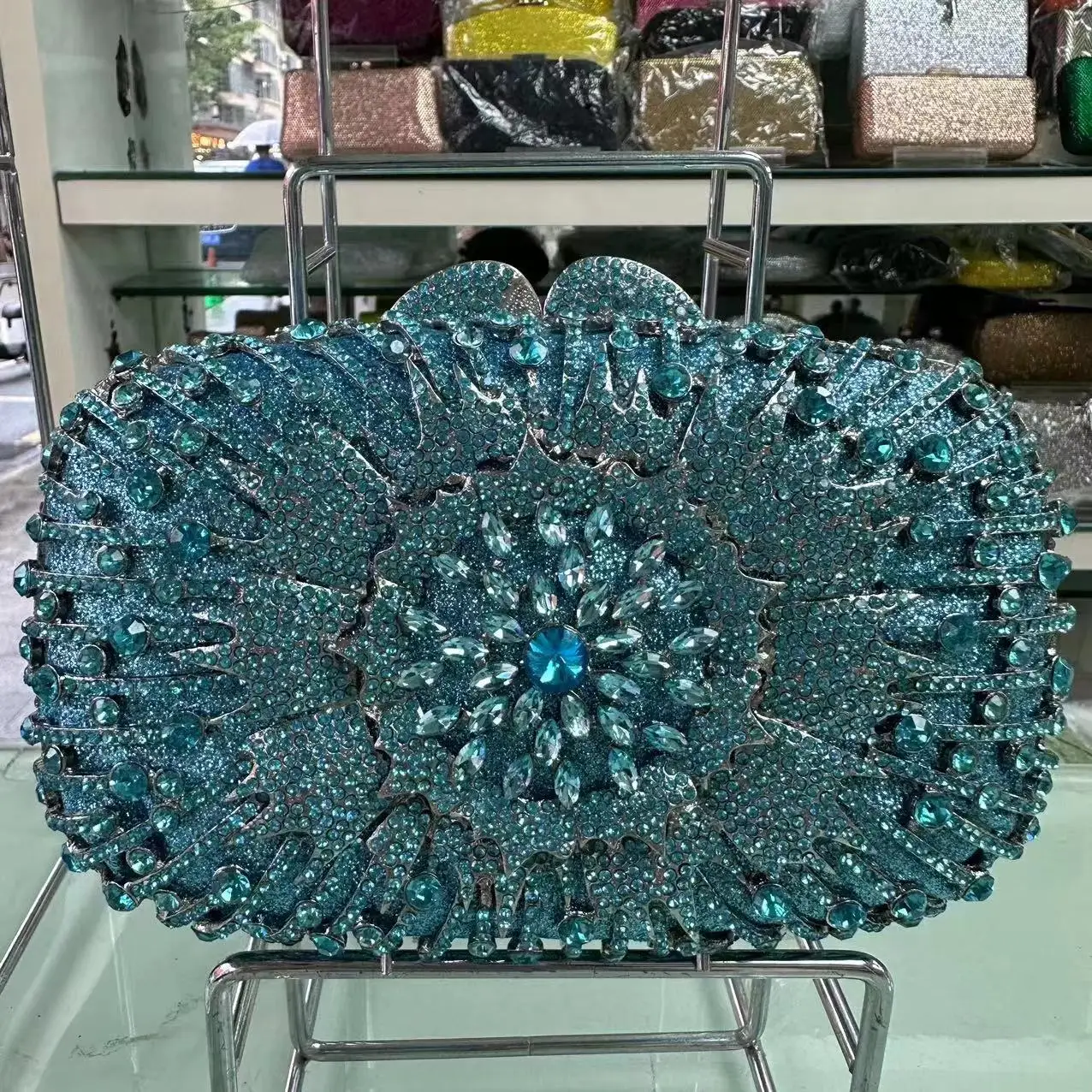 Pochette Donna In Acrilico Leopardato Azzurro: Borsa Da Sera Con Catena, Elegante E Versatile Per Matrimoni E Feste