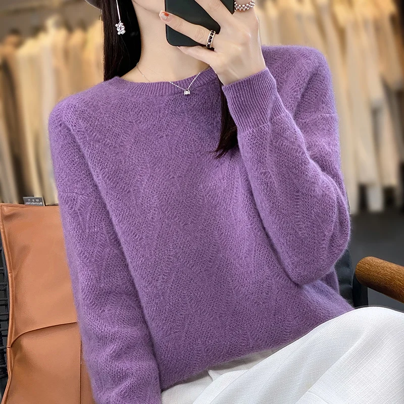 2024 New Autumn and Winter Cashmere Sweater Women O-Neck Pullover Sweater Warm Loose Cashmere Sweater Women 3