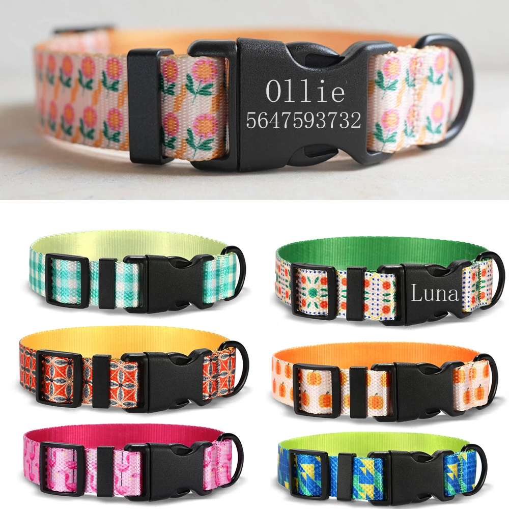 Dog Collar Engraved Name Plate Custom Dog Collars Small Dogs Dog