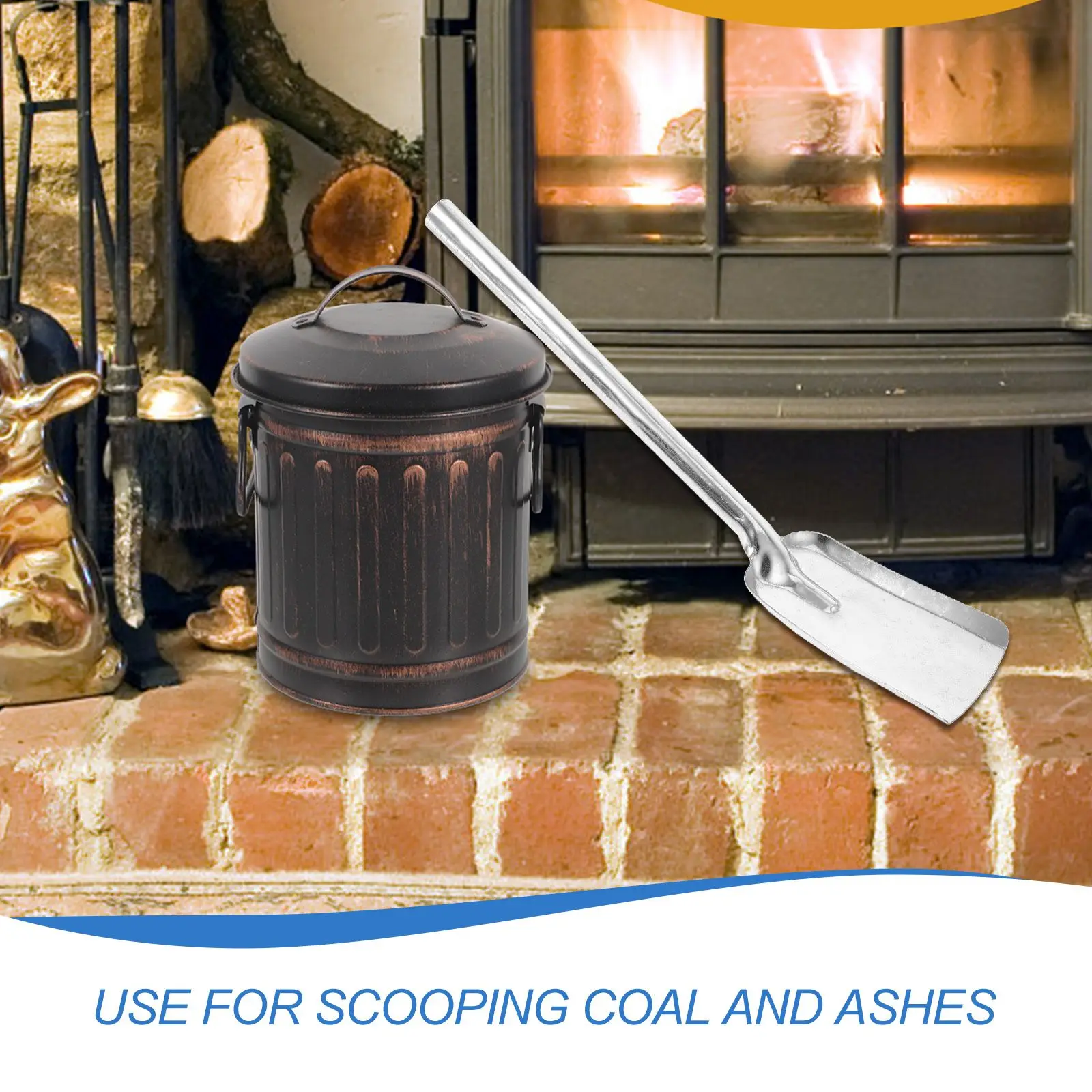 Ash Shovel Heavy Duty Coal Removal Long Handle Indoor Fireplace Stove Shovels Metal Spoon Ashes Shovexl