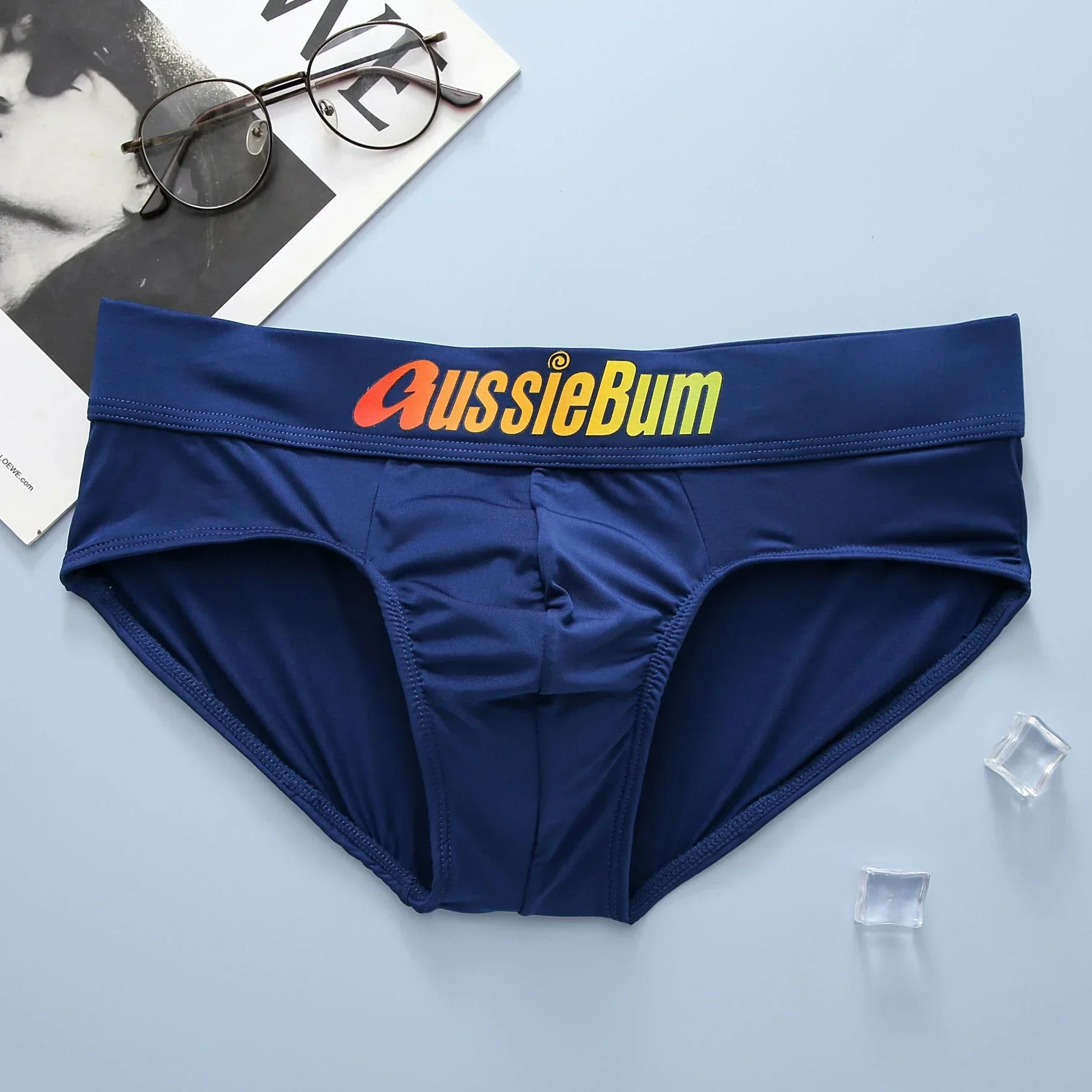Men's briefs milk silk low waist elastic comfortable u convex bag colorful words 6