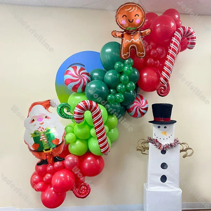 

86pcs Green Red Balloons Arch Kit Santa Claus Red Windmill Christmas Home Decor Baby Shower Gender Reveal 1st Birthday Backdrop