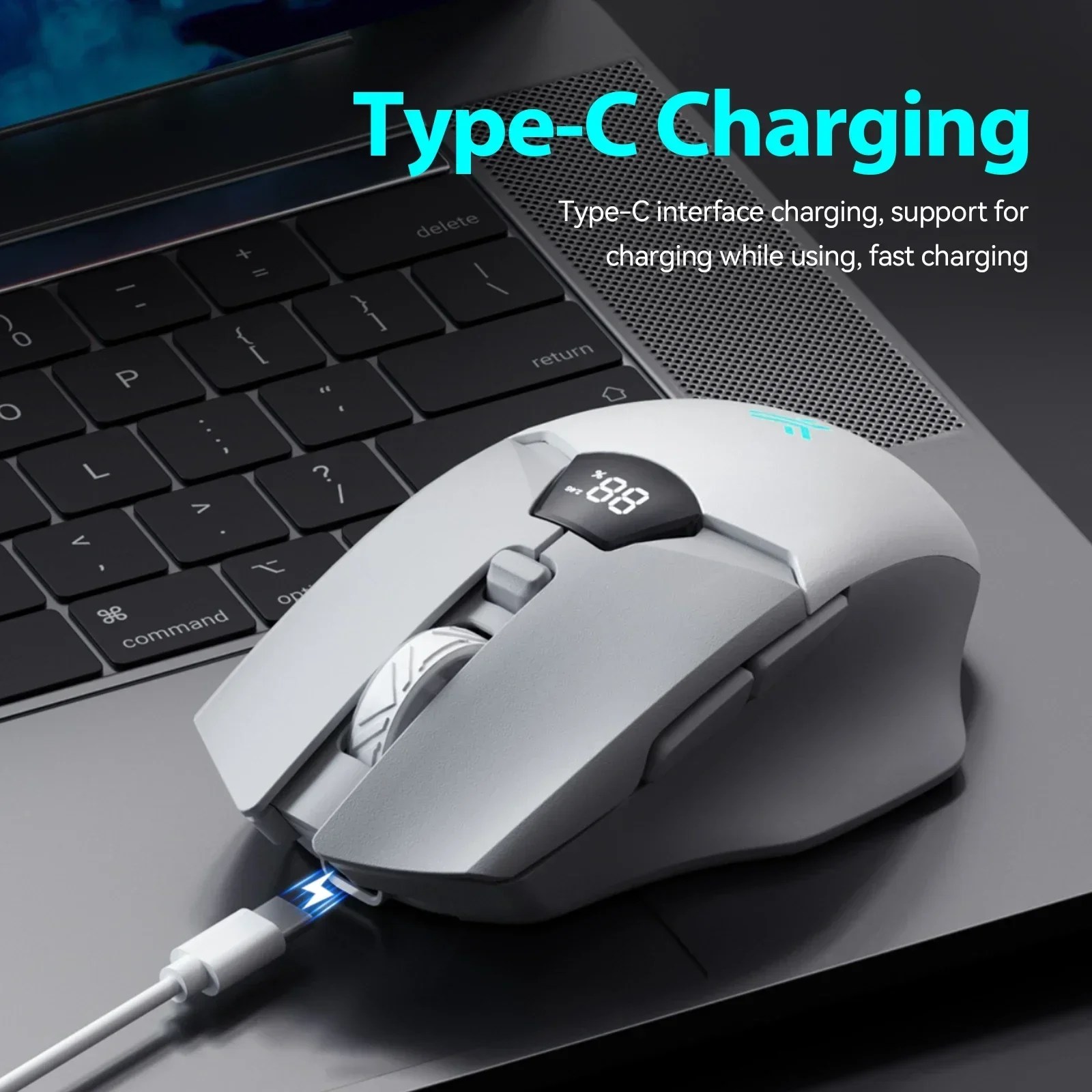 Ergonomic Silent Wireless Bluetooth Mouse with Digital Battery Display
