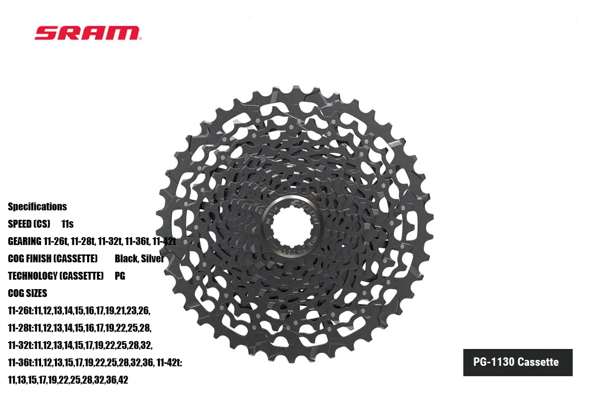 SRAM PG-1130 11-42T 11-voudige cassette en tandwiel, zwart