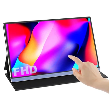 휴대용 게이밍 모니터, 15 인치 터치 스크린 디스플레이, 1920x1080, HDR, IPS, HDMI, USB C 타입, 맥북, 휴대폰, 노트북, XBox, PC, PS4, 5 용