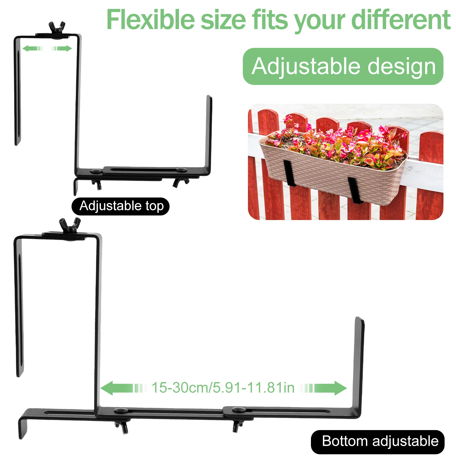 Heavy Duty Carbon Steel Adjustable Planter Box Brackets
