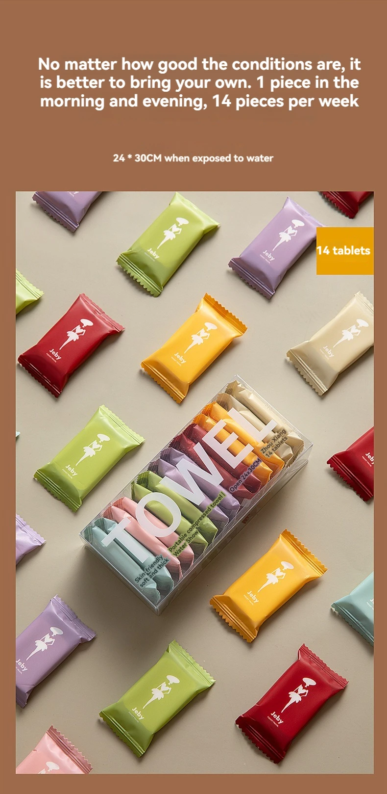 Description Picture 3 of itemOne-time Compressed Towel Washcloth Thickens the Cotton Bath Towel Travel Clean Face Independent Packing Portable Face Towel