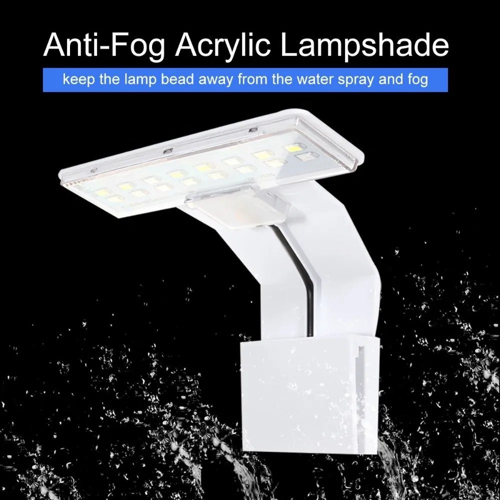 Waterproof Fish Tank Light Super Slim High Brightness Aquarium LED Light Adjustable Energy-Saving Clamp Light Aquarium Use
