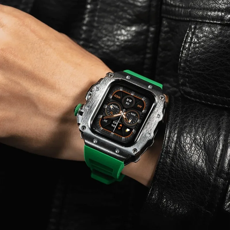 Luxury Apple Watch Enhancement Kit - Premium Silicone Strap & Stainless Steel Case