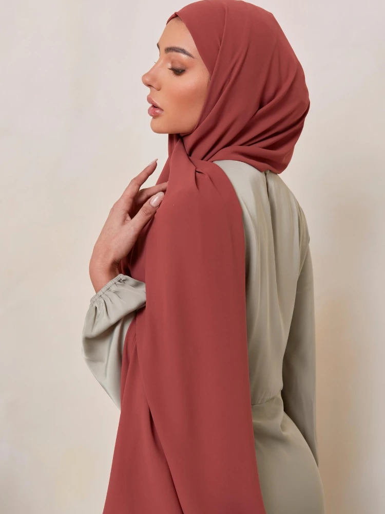Cetim Chiffon Hijab lenço para mulheres, turbante, lenços