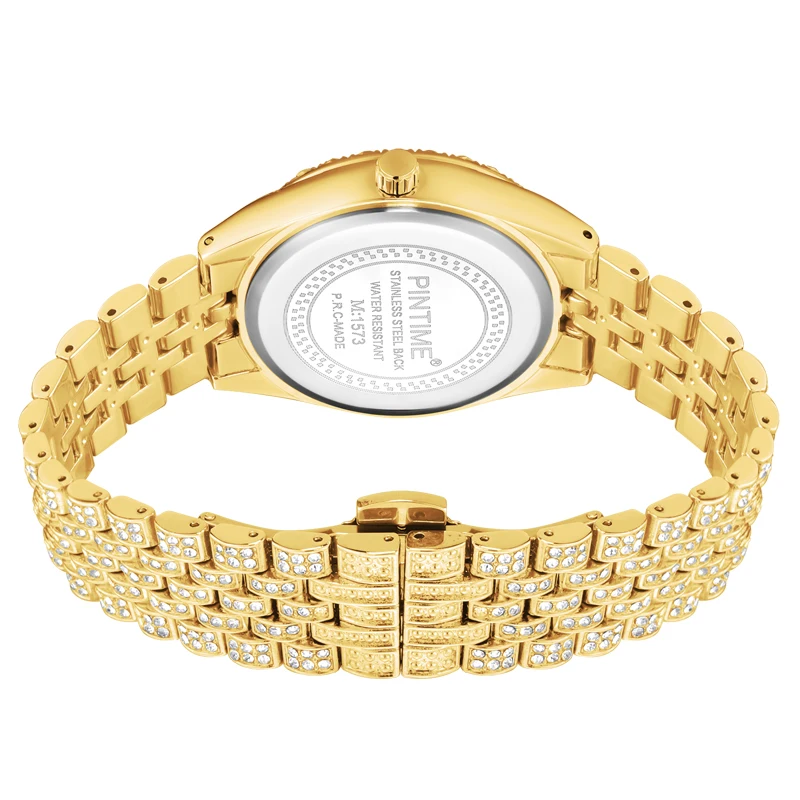 Topmærke PINTIME Starry Sky Star Dust Diamond Watch Quartz Gold Hip Hop Bling Iced Out ure Herre_voghion.com
