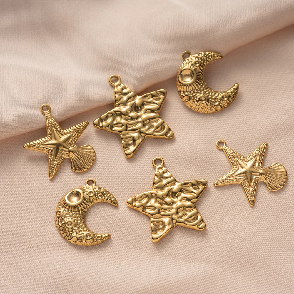 5 Stück Edelstahl große Sonne und Mond Charms Anhänger für DIY Frauen Halskette Armband Ohrringe Schmuck Bastelzubehör – Detail 6