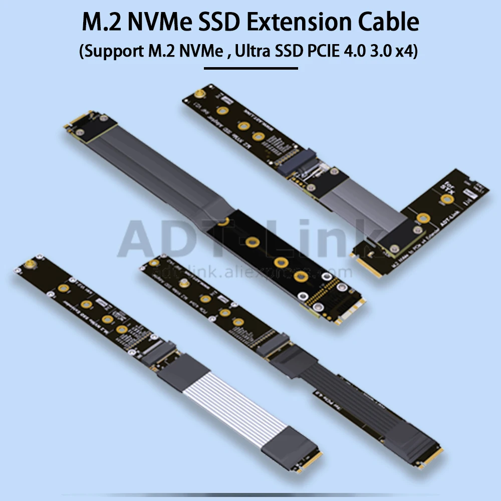 Ribbon Drive Gen5/4 to M.2 Riser Card NVMe 5.0 Extension 4.0 SSD for M.2  Cable