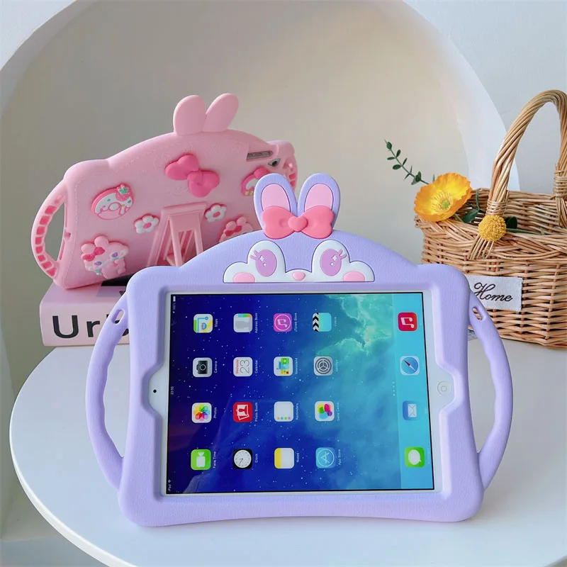 

Cartoon Case for IPad 5th 6th 9.7 2017 2018 / 7th 8th Gen 10.2 Inch Kids Cover for IPad Air 10.5 Mini 3 4 5 Silicon Case + Strap