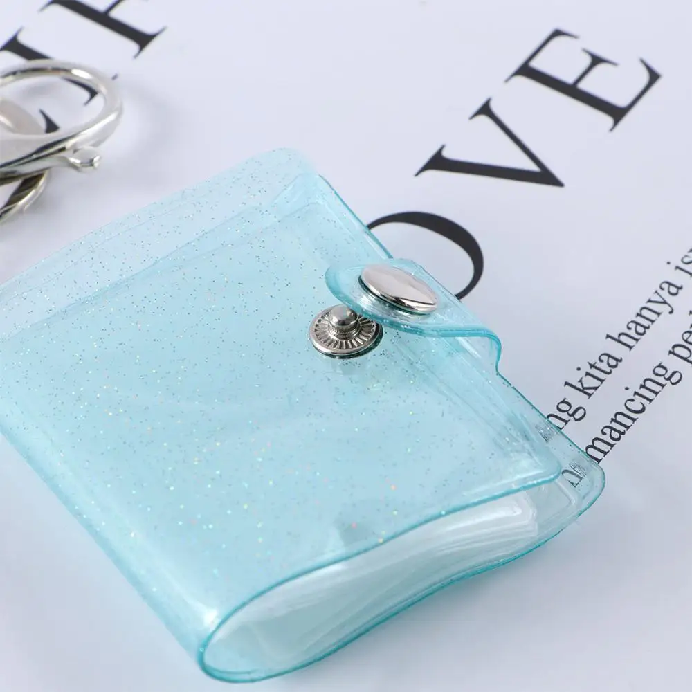 Transparent 1/2 inch Holder Pockets Photo DIY Mini Photo Album Keychain Portable Certificate Storage Portable Key Ring