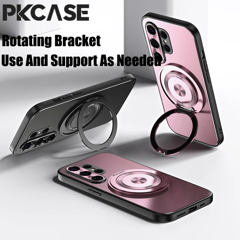 PKCASE 360° Rotating Ring Magnetic Phone Case with Matte Lens Protective Cover